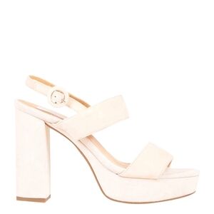 Marian Platform Sandals Made in Spain – Nude Beige Block Heel – Size 39 EU/ 8 US